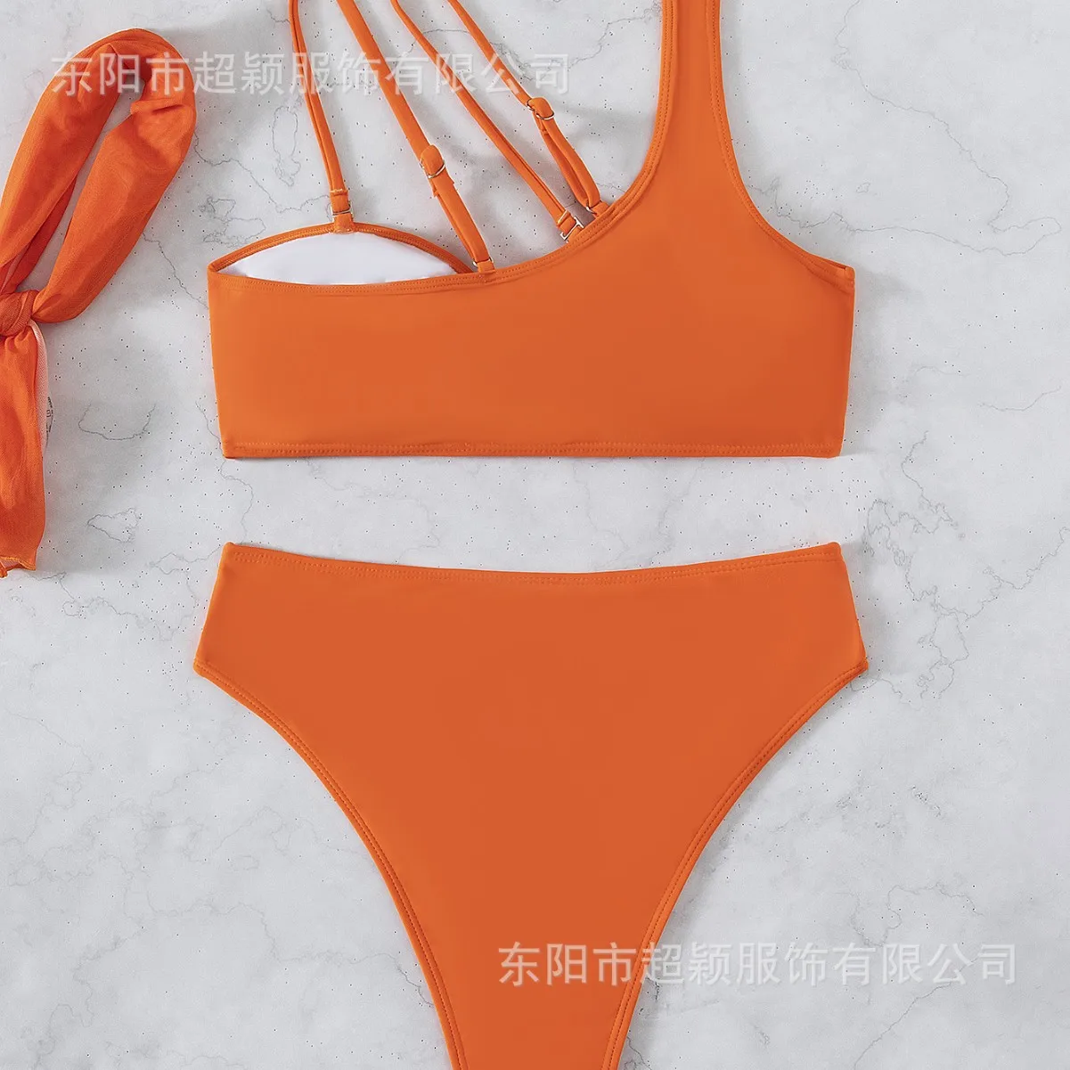 Hot sale ins export solid color high waist three-piece swimsuit bikini 2025 new model