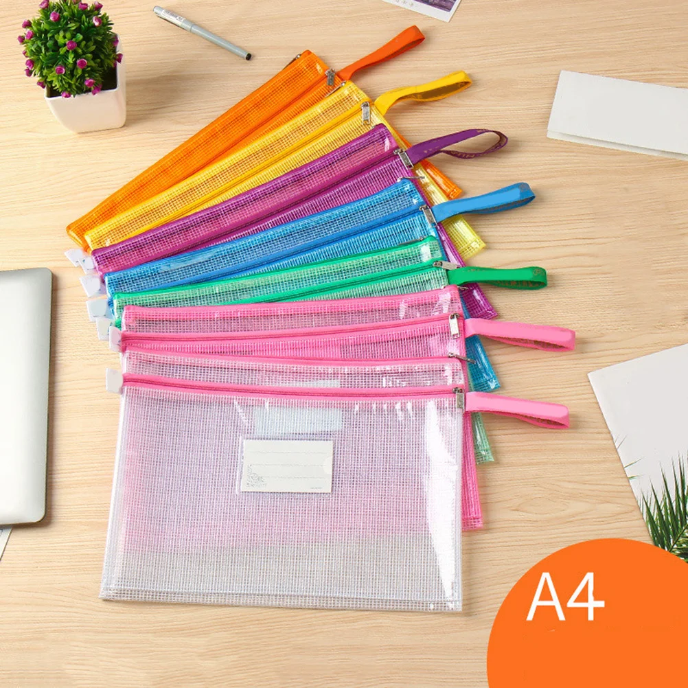 

7Pcs File Bags PVC Waterproof Zipper Organizer Transparent Storage Case for Office School Travel Stationery Holder