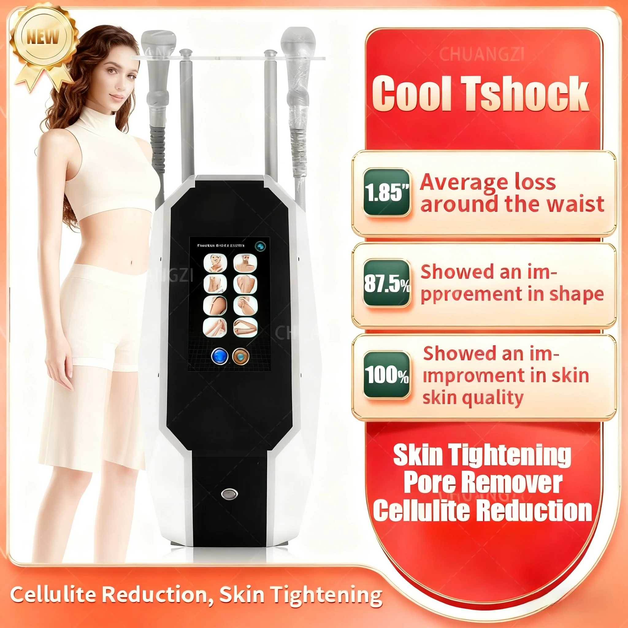 

EMS 2 In 1 Cool T Shock Cryoskin Machine Portable Device Hot And Cold Skin Tightening Slimming Machine