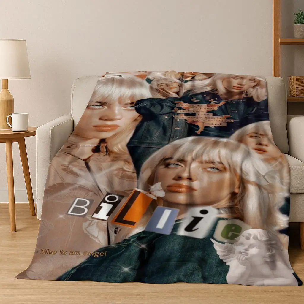 Fashion Billie Eilish Hit Me Hard and Soft Singer Flannel Blanket Soft Throw Blanket for Bed Bedroom Living Room Travel Gift Kid