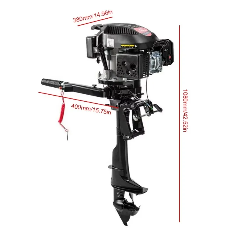 HANGKAI Outboard Engine 6HP 4-Stroke Outboard Motor Inflatable  Fishing Boat Engine 140CC Air Cooling System Motor De Borda