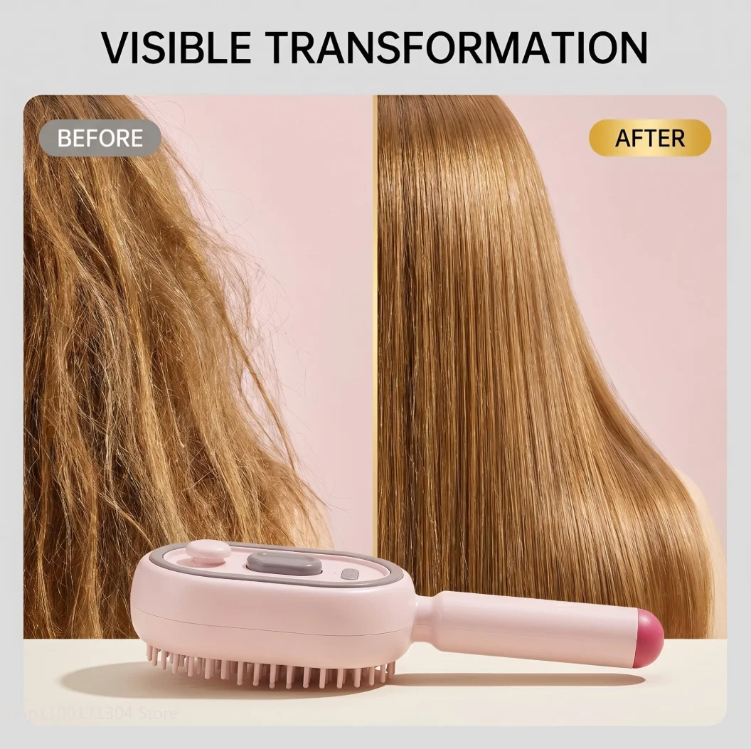 

Electric Spray Hair Brush 2-In-1 Misting Hair Brush with Water Spray Reduce Frizz Anti-Static Retractable Steam Massage Comb