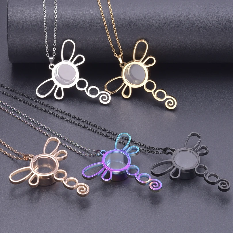 10Pcs/Lot Stainless Steel Personalised Animal Dragonfly Glass Memory Floating Picture Locket Pendant Necklaces For Women Jewelry