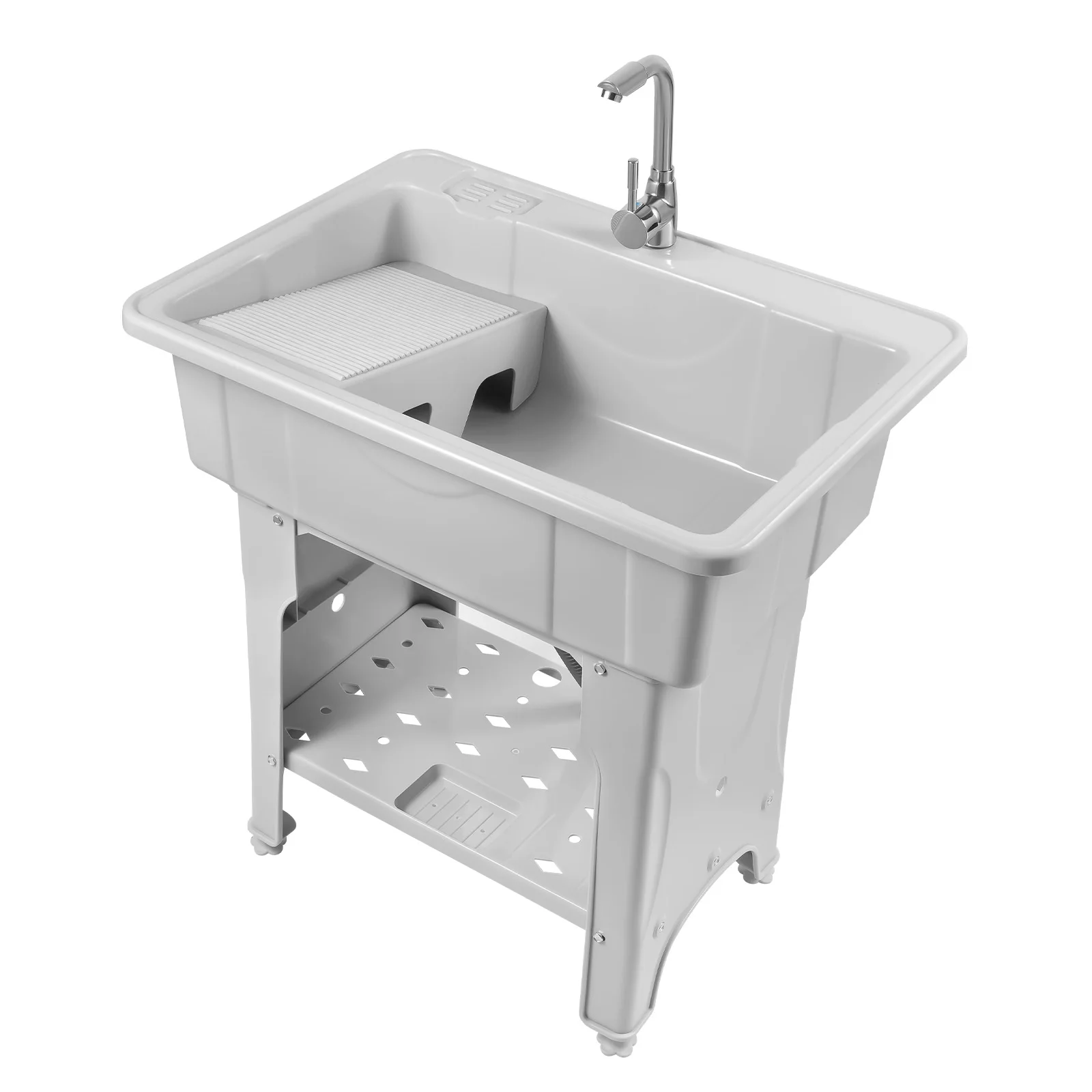 Multifunctional Laundry Sink: Durable PP Material, Easy Installation, Complete Accessories, Classic Gray Design