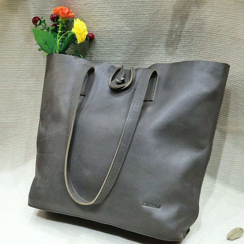 ZVHIYAO Top layer cowhide hand shoulder bag Portmanteaus Can accommodate notebook files Leather bags