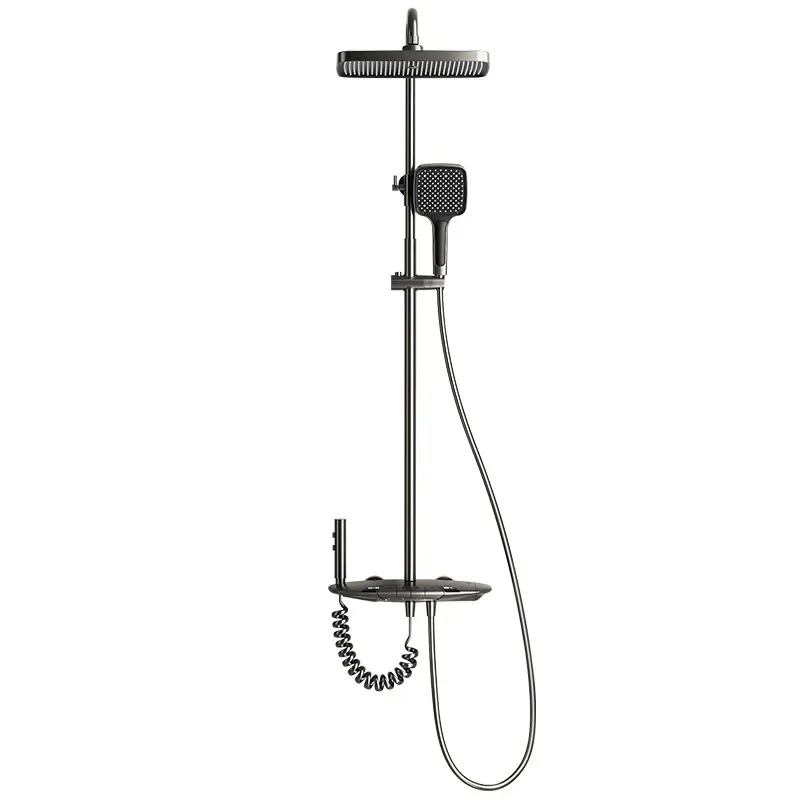 

All-copper gun gray smart constant temperature hot and cold shower set, dual-screen digital display in household
