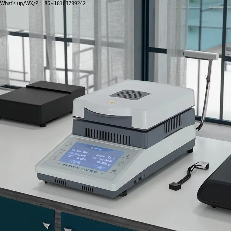 

Moisture An lyzerBalance Meter 0.01% Readability 0.001g 110V-240V 3 Drying Modes Touch Screen RS232 Interface Water Content Test