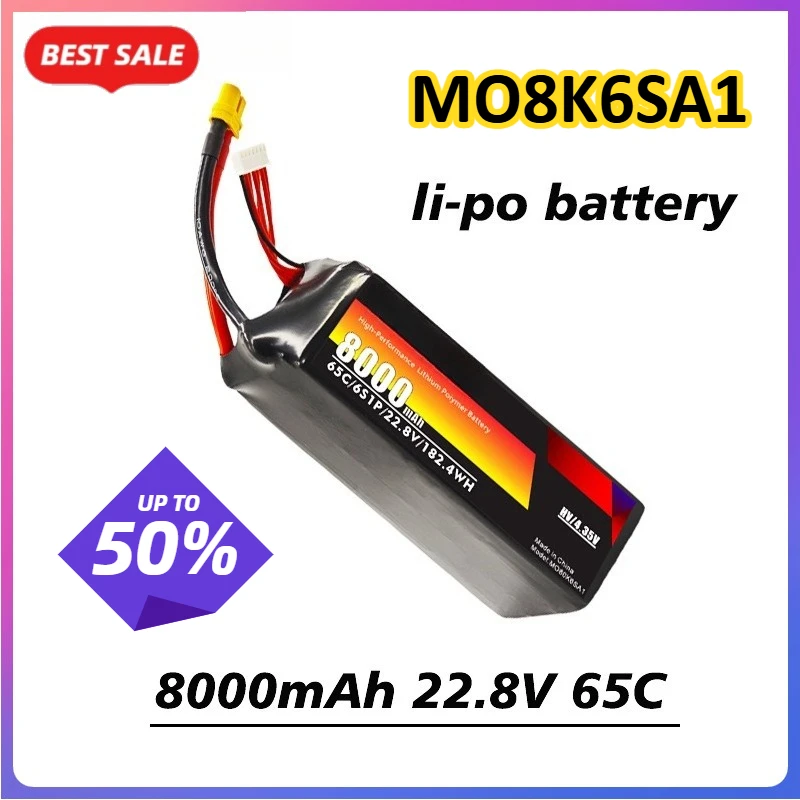 

8000mAh 22.8V 65C 6S1P High-rate Drone FPV Model Aircraft Battery Compatible Li-Ion Batteries