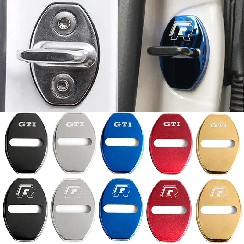 Car Door Lock Buckle Protective Cover for Volkswagen Rline GTI Logo Golf 5 6 7 Polo Jetta Beetle CC Tiguan Touareg Passat B5 B6