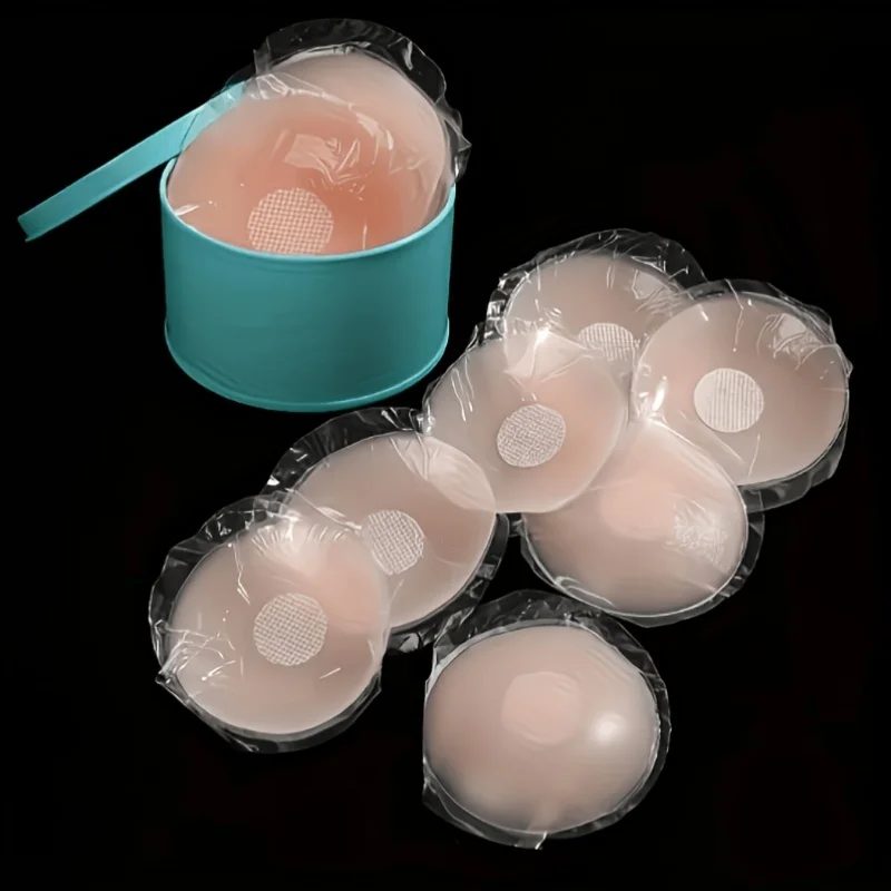 4pcs Set of Reusable Silicone Nipple Covers, Invisible Adhesive Pads Without Straps, Suitable for Women'S Lingerie Additions, Solid Colors, Non-Textile Materials, Bra Pads, Women'S Lingerie, Minimalist Design, Flexible Material