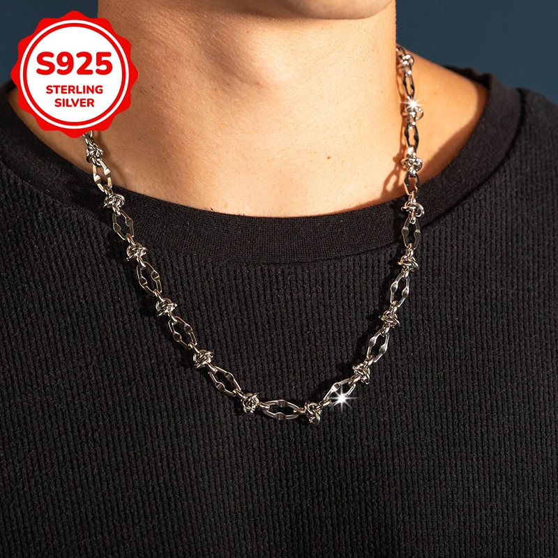 

925 sterling silver hip-hop trend thorny knot men's necklace is suitable for men's jewelry gifts and birthday presents