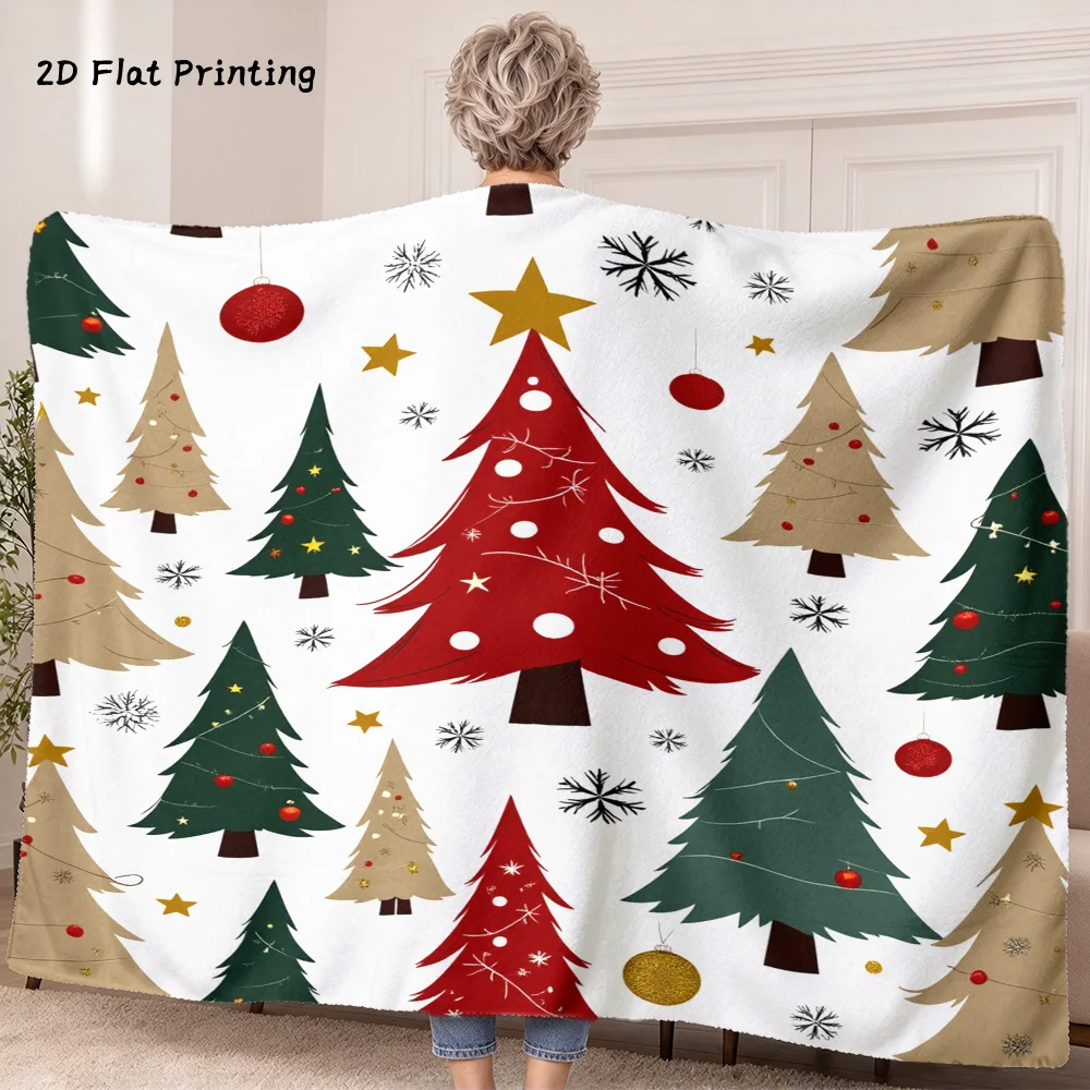 1PC Christmas Tree Graphic Print Wearable Blanket-Soft and comfortable for both men and women. It is very suitable for daily use