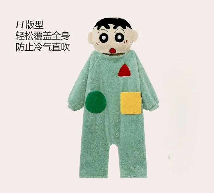 Cartoon anime Crayon Shin Chan Detective Conan jumpsuit pajamas winter coral fleece nightgown couple funny plush home clothes