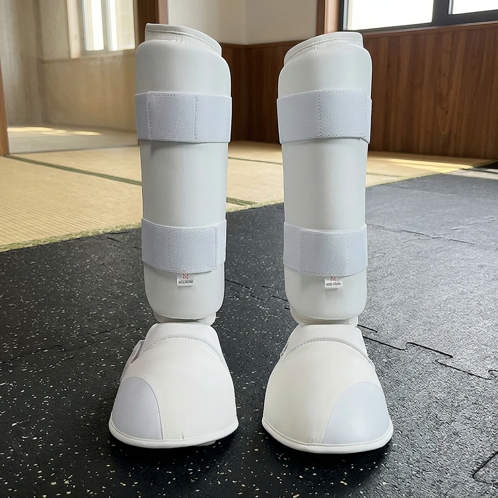 Combat Arts Leg Guards with Foot Protectors Padded Instep Guard Safety Gear Injury Protection for Karate Training