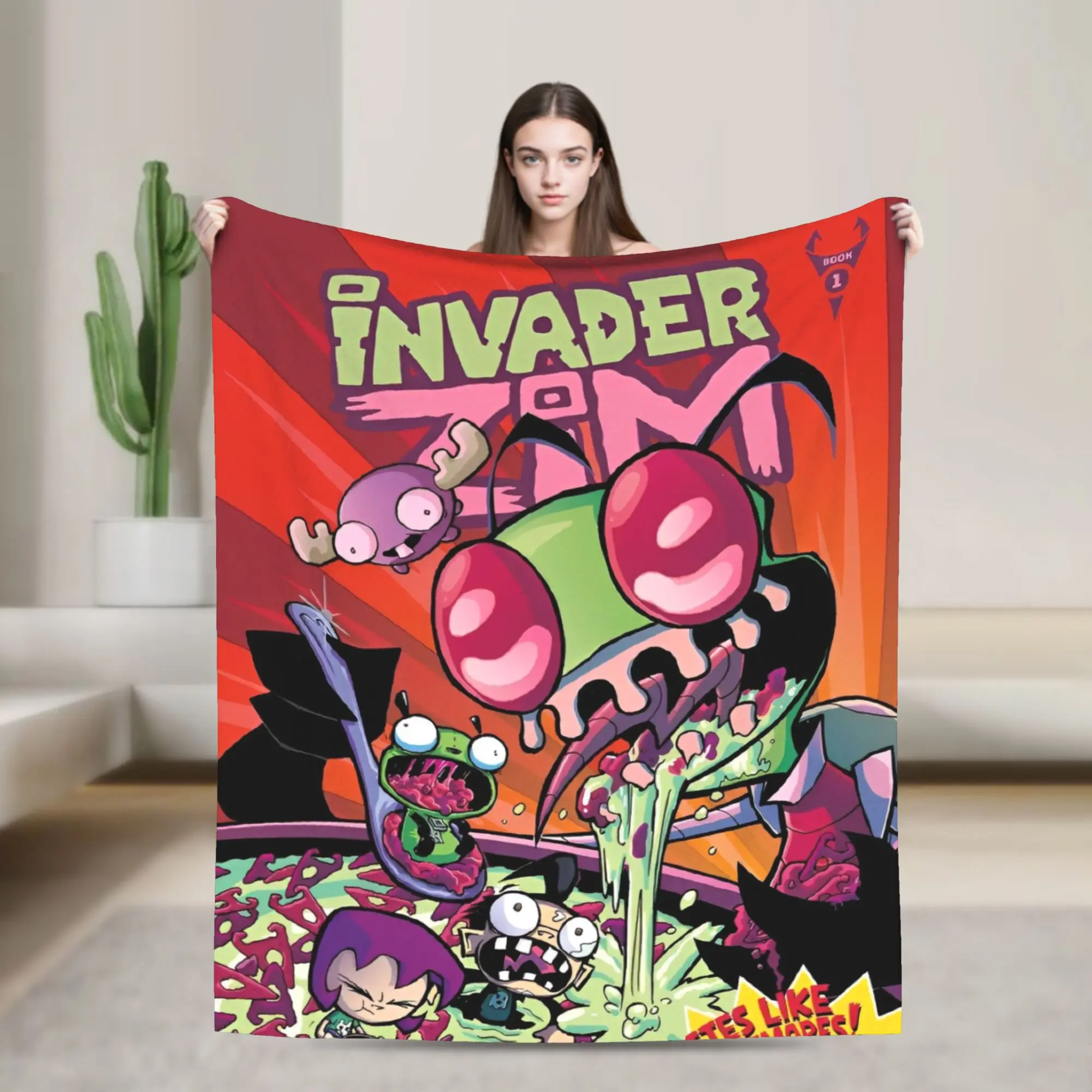 

Invaders Zims Blanket Coral Fleece Plush Video Game Multi-function Super Warm Throw Blankets for Home Outdoor Plush Thin Quilt