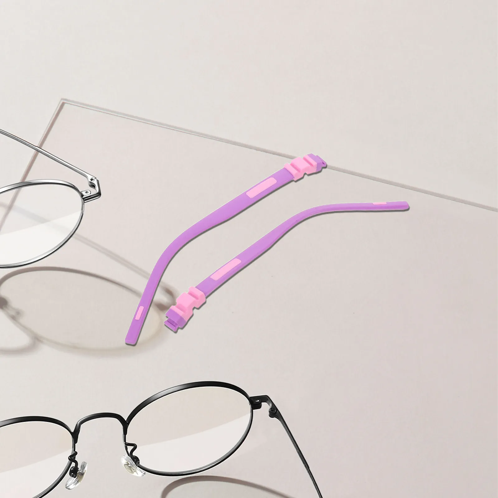 1Pair Kids Silicone Eyeglass Temple Replacement Dual Color Easy Clip-on Glasses Legs Cushions Lightweight Comfortable