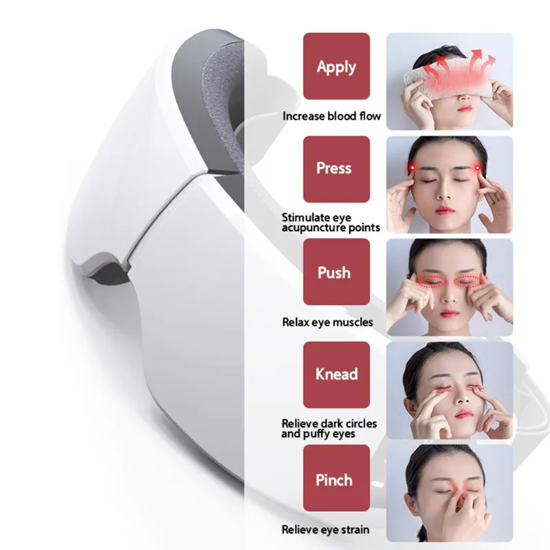 Eye Massager with Heat and Cooling Eye Masks for Dark Circles Puffiness 3D Airbag Kneading Vibration Eye Massage Facial Massager