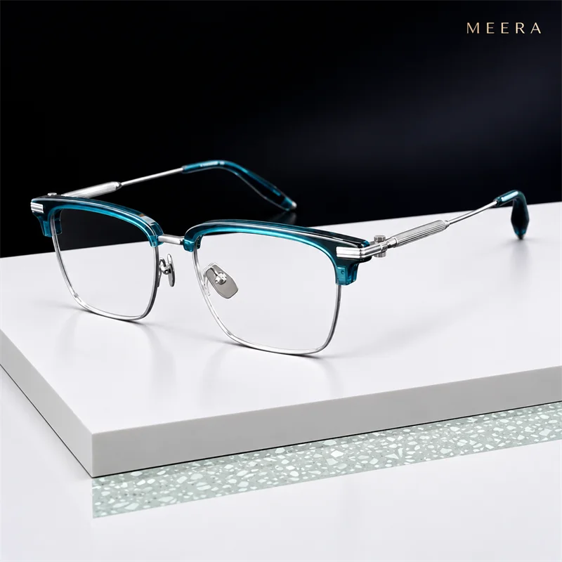 AKX-302 Men's Business Square Browline Eyeglasses Frames Anti-Blue Reading Glasses Myopia Hyperopia Customizable Prescription
