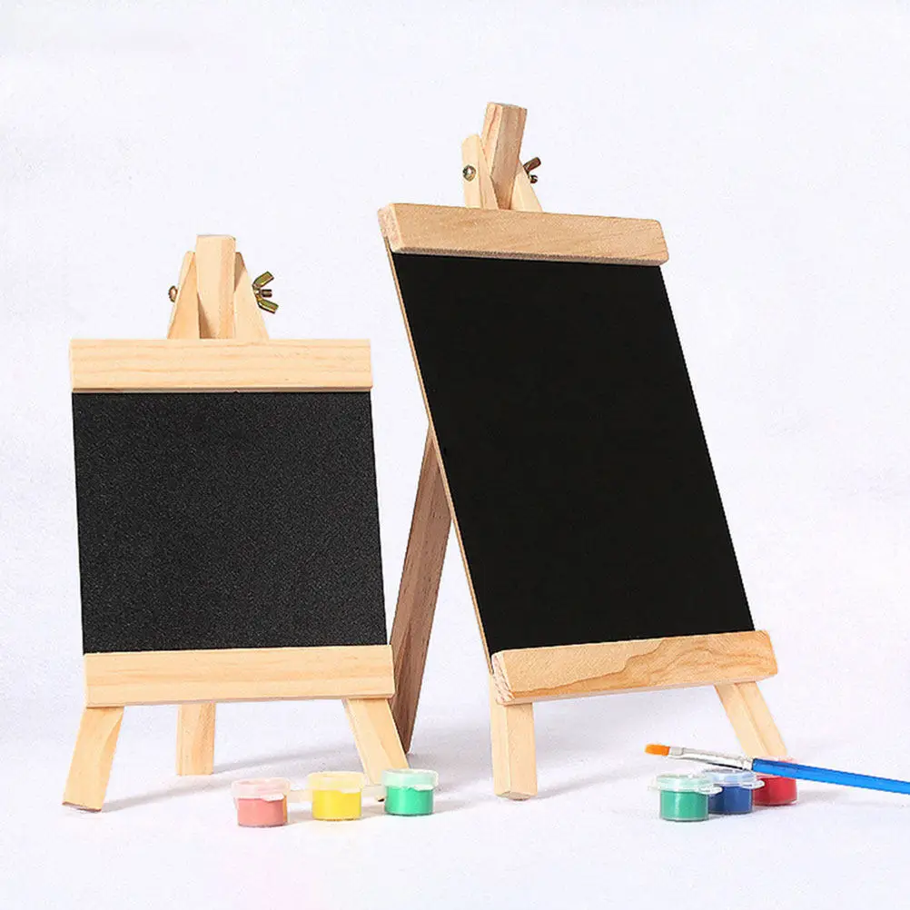 Rustic Wooden Chalkboard Sign Set, 2pcs Easy-Erase Reusable Tabletop Menu Board for Cafe, Bar, Restaurant, Wedding & Party
