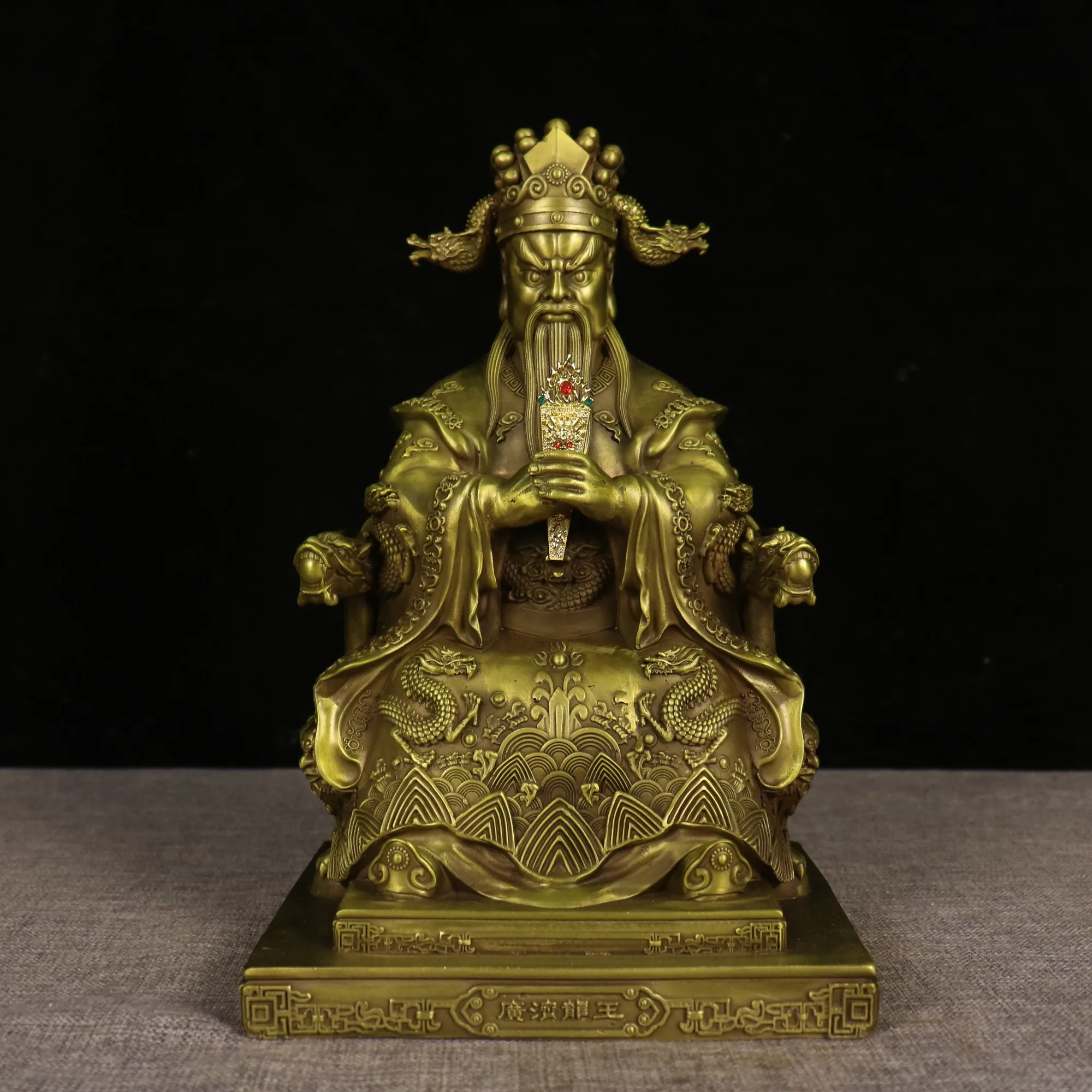 12 "مجموعة معبد التبت القديم النحاس Wuye التنين الملك التنين الورد الخامس التنين الملمس الرئة كرسي قاعة العبادة تاون هاوس