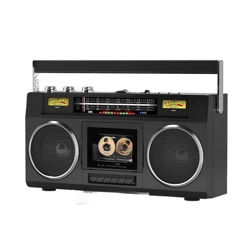 Portable Vintage Retro USB AM/FM Multiband Radio Stereo Wireless Bluetooth Boombox Mp3 Audio Cassette Tape Player Recorder TF