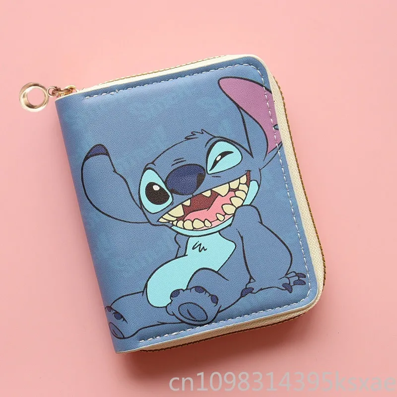 Disney Stitch Multi function Men s Compact Zipper Wallet Cartoon Mini Coin Purse and Card Holder For Students Boys Daily Use
