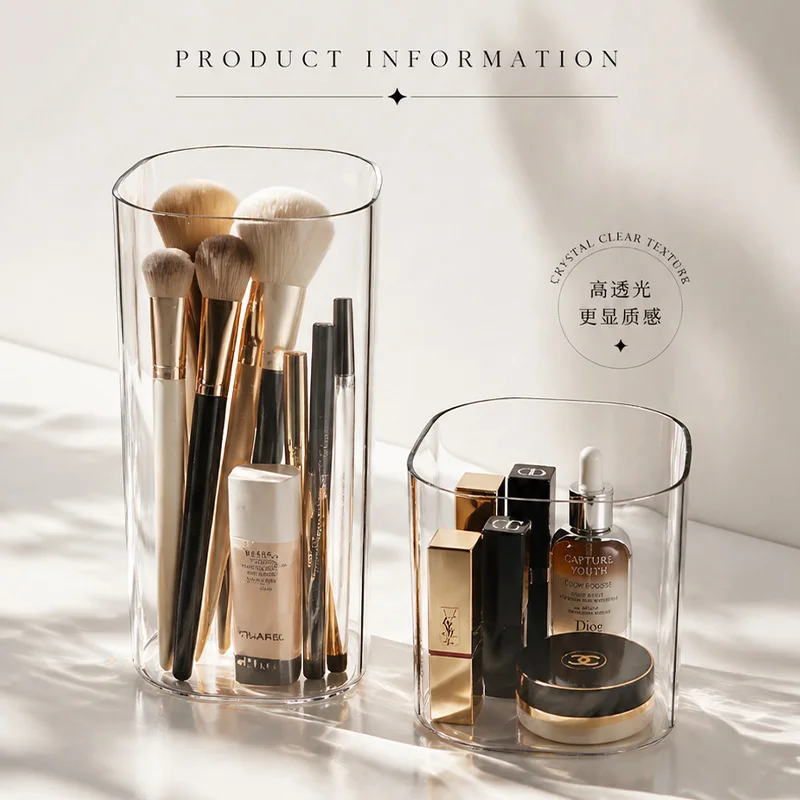 Makeup Brush Holder, Large Capacity Cosmetic Organizer with Dustproof Lid,  Pen Stand for Vanity Desk, view 4