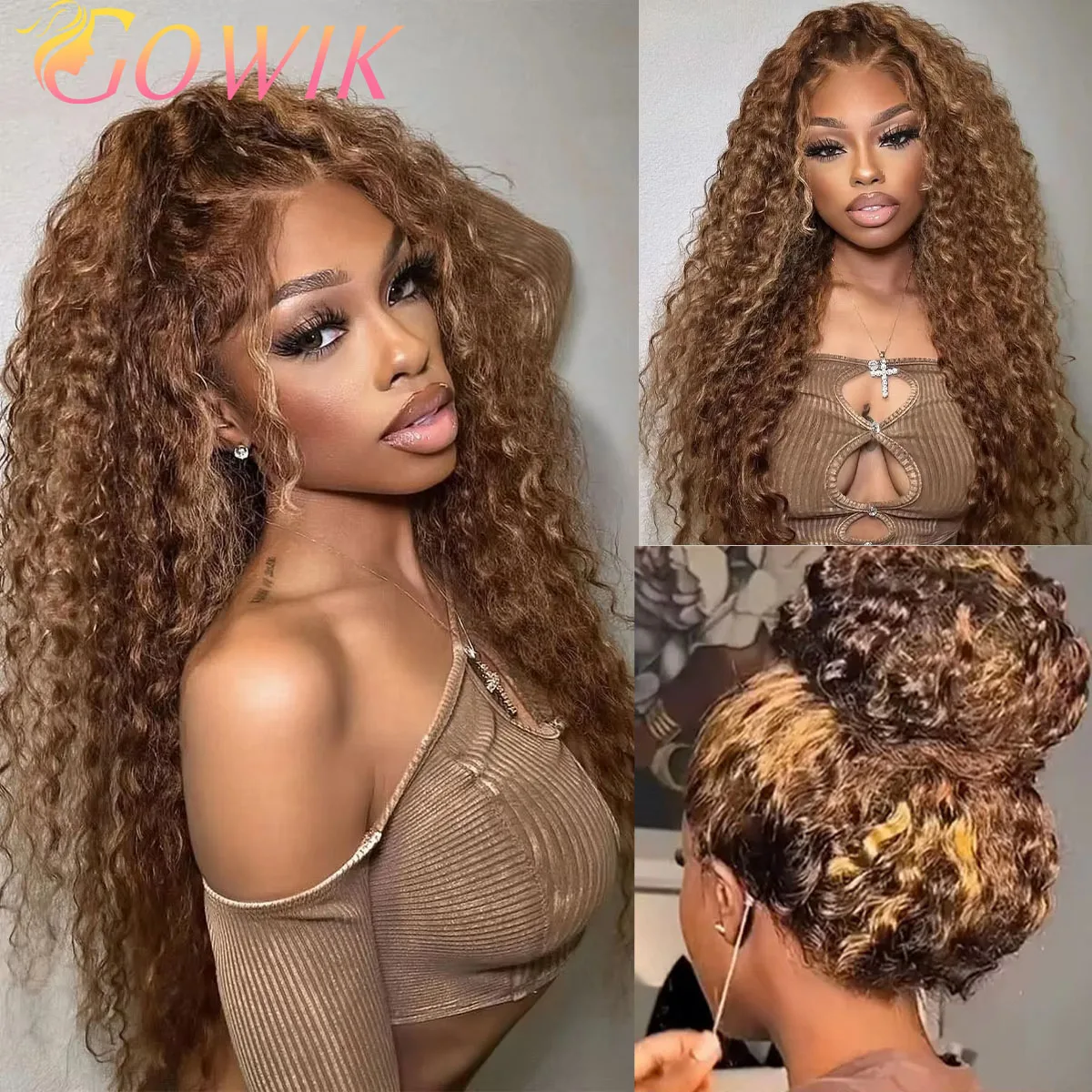 

360 Lace Front Wigs Human Hair Invisi Strap Ombre Highlight Curly Lace Front Wigs Human Hair Pre Plucked For Women 180 Density