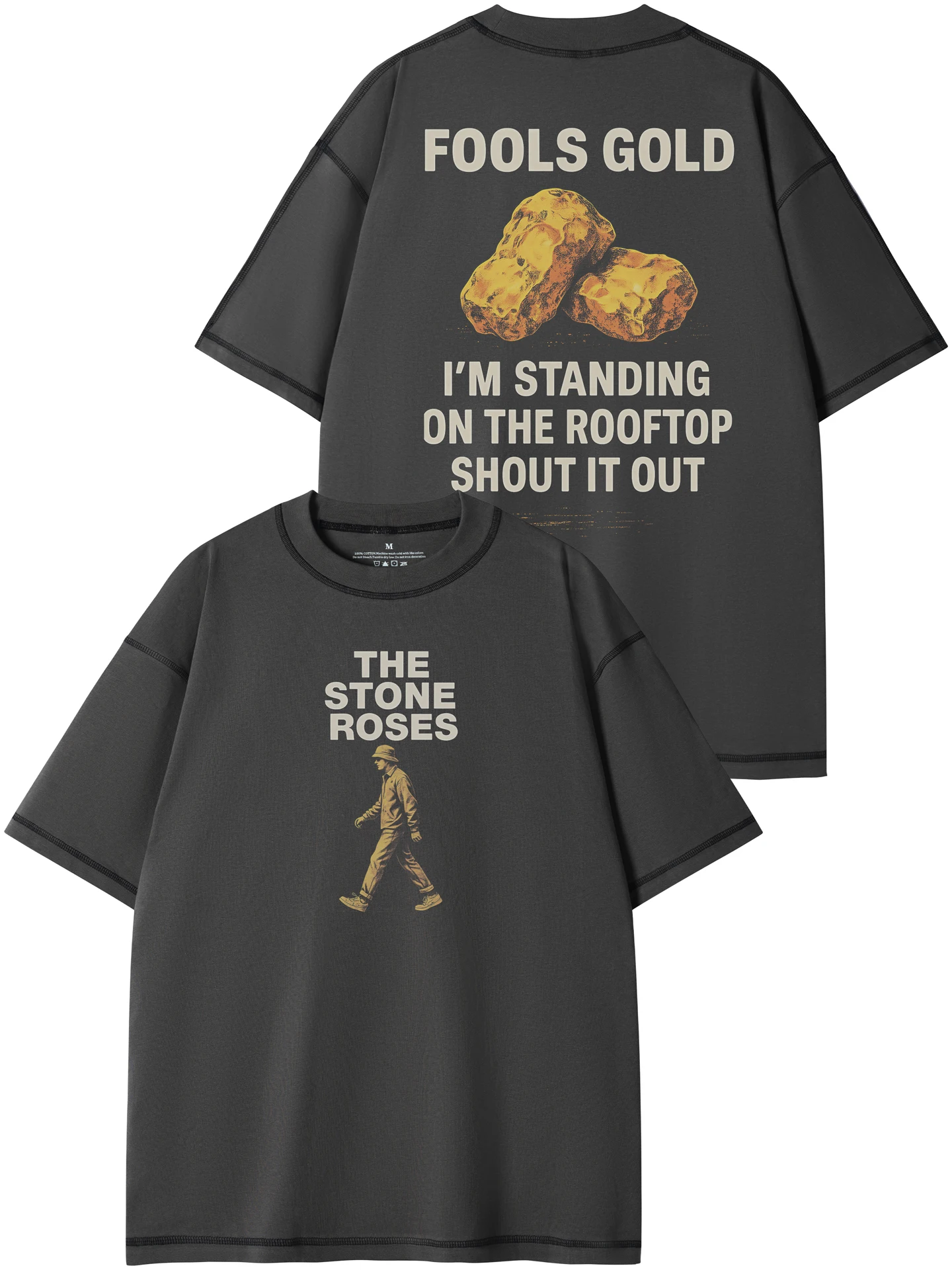 the Stone Roses Band Retro American Street Design Loose Fit round Neck Pure Cotton Rock Short Sleeve T-Shirt Breathable Youth...