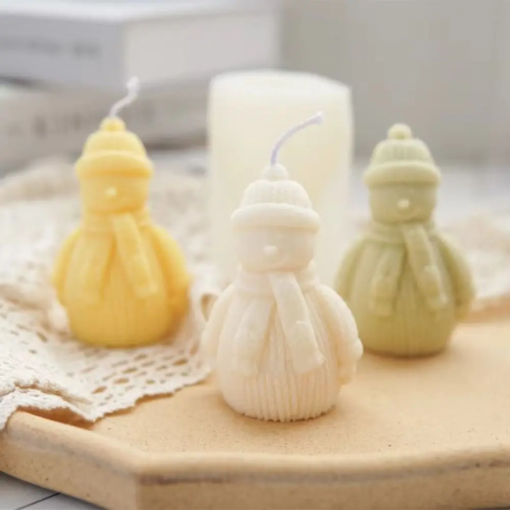 

High Quality Silicone Candle Mold 3D Wool Scarf Snowman Design Durable Soap Mold Ice Cube Mold