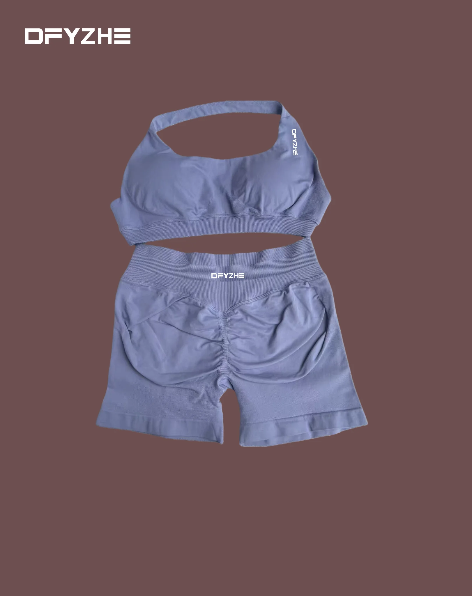 DFYZHE tweedelige set zonder oefeningen voor dames, fitnessbeha, naadloze yogashorts, oefen- en fitnesskledingset, gymleggingset