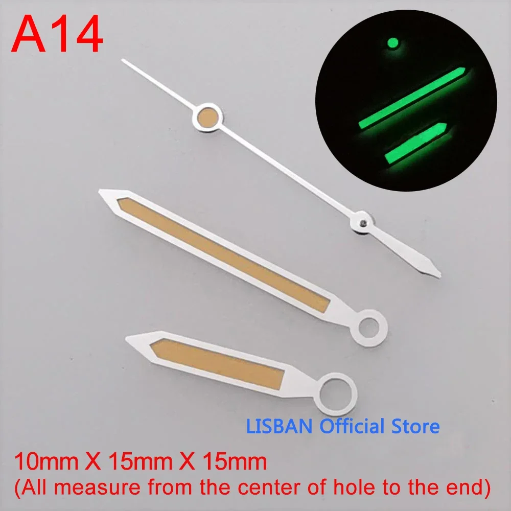 Lisban A-Series Watch Accessories Watch Hands Pointer NH35 Green Super Luminous, Suitable for NH35, NH36 Movement Hands