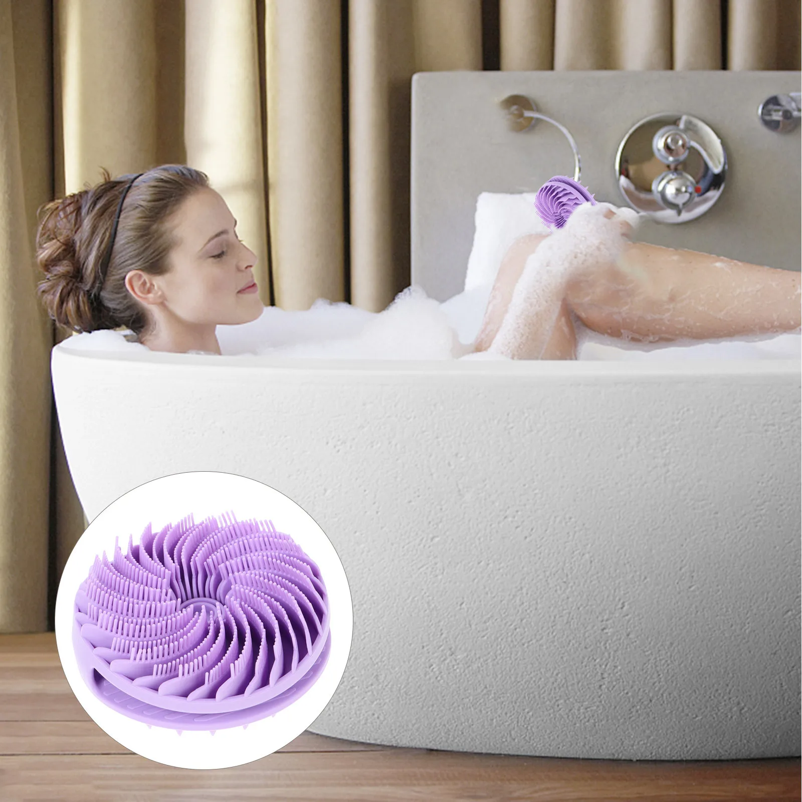 

Silicone Body Scrubber Dual Sided Soft Loofah Bath Brush Violet Reusable Shower Exfoliating Body Scrubber Portable Deep