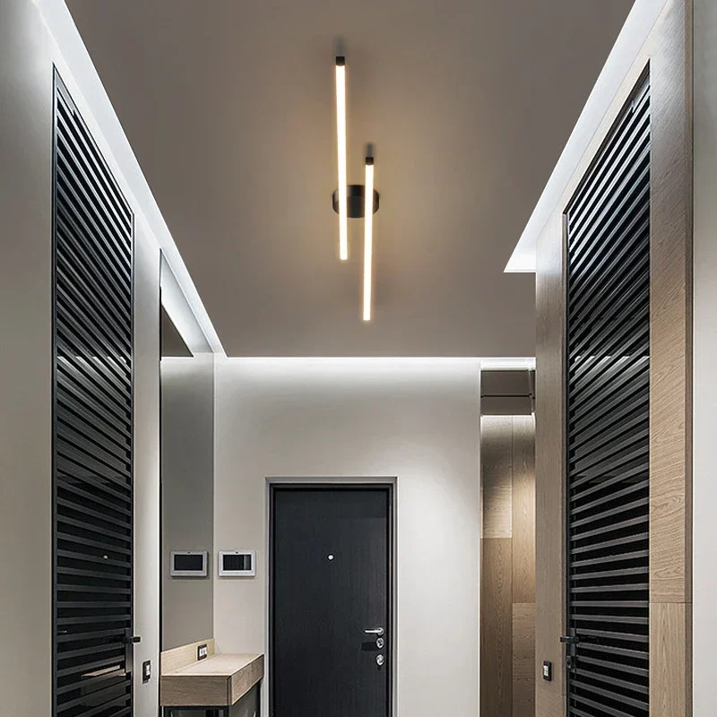 Modern LED Ceiling Light Minimalist Strip Light Gold Black 60/80cm Corridor Corridor Dressing Room Bedroom Living Room Lighting