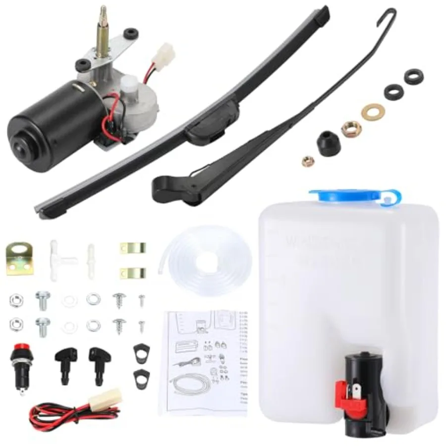 

Electric UTV Windshield Wiper Kit with UTV Windshield Washer Pump Kit Compatible with Polaris RZR Ranger General Can Am X3 Defe
