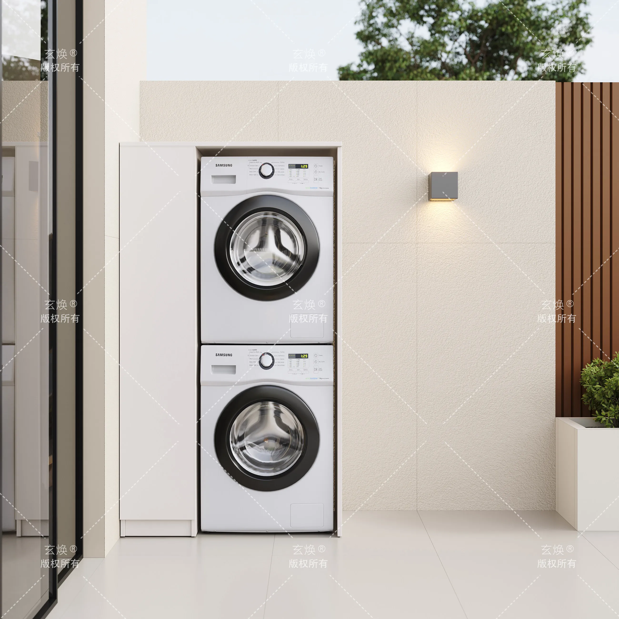 YJQ Balcony Wash-Dry Combo Cabinet, Wash-Dry Combo Cabinet, Stackable Storage Cabinet, Space Aluminum Waterproof Cabinet
