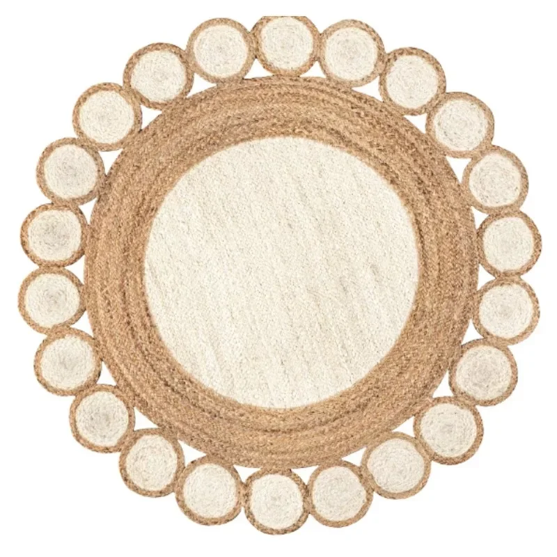 Rug 100% Natural Jute Braided Style Reversible Round Rug Modern Rustic Look Rugs