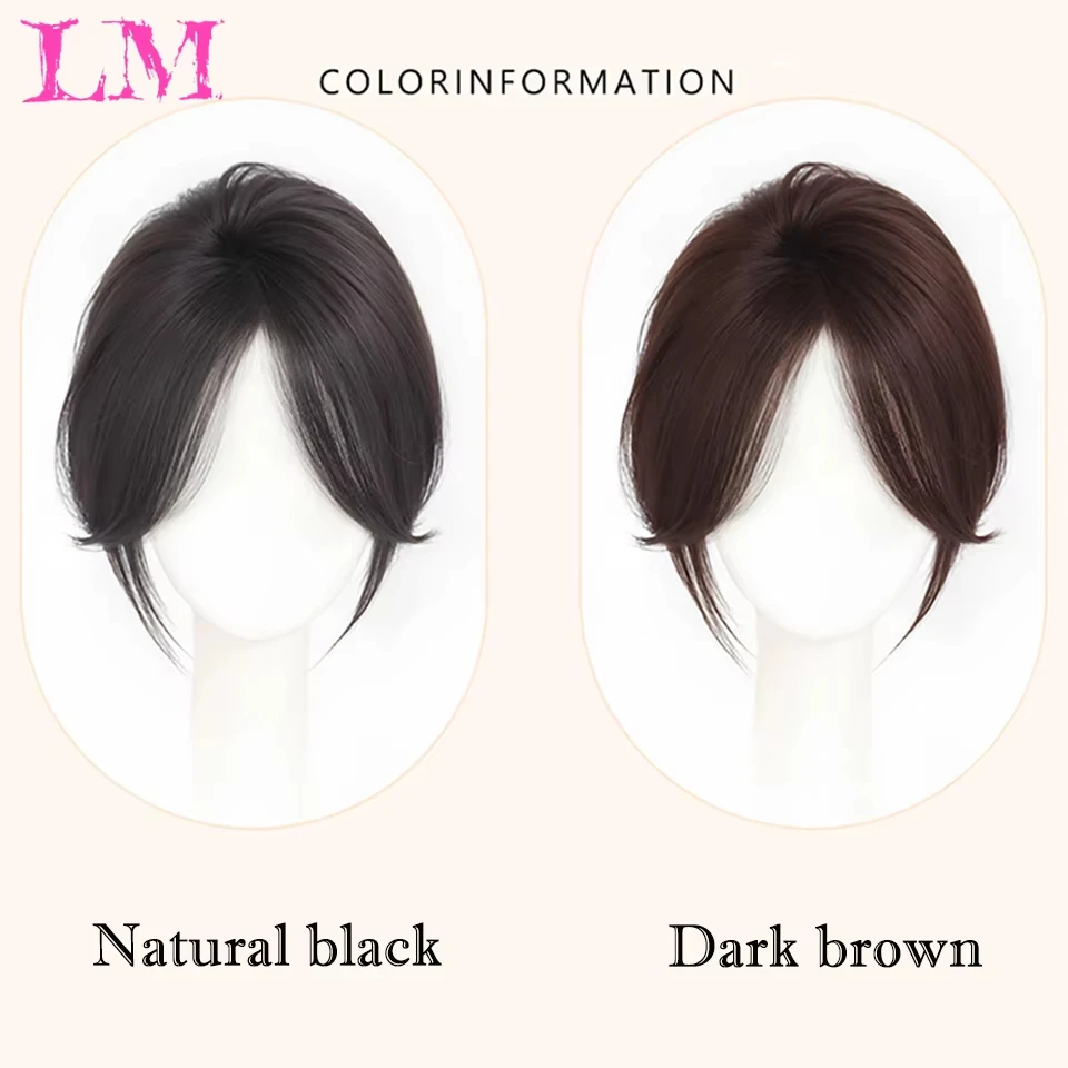 LM Natural Human Hair Bangs Side Fringe for Women 3D Middle Part False Bangs Clip-in Extensions Invisible Hairpieces