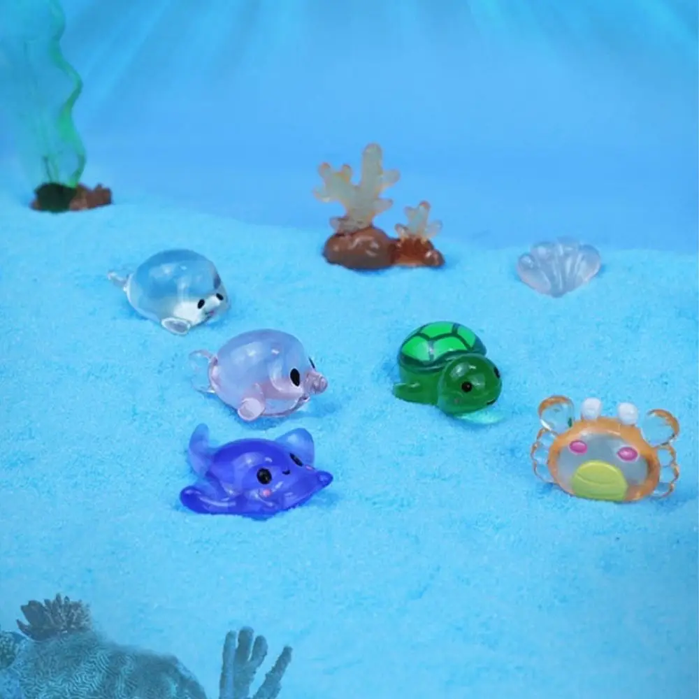 Cartoon Luminous Ocean Animal Ornament Resin Crafts DIY Ocean Animal Miniature Figurines Cute Mini Ocean Animal Statue - Detail 1
