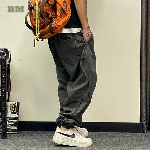 플러스 사이즈 일본 streetwear 특대 카고 바지 남성 의류 하라주쿠 캐주얼 조깅 한국 힙합 헐렁한 바지 남성