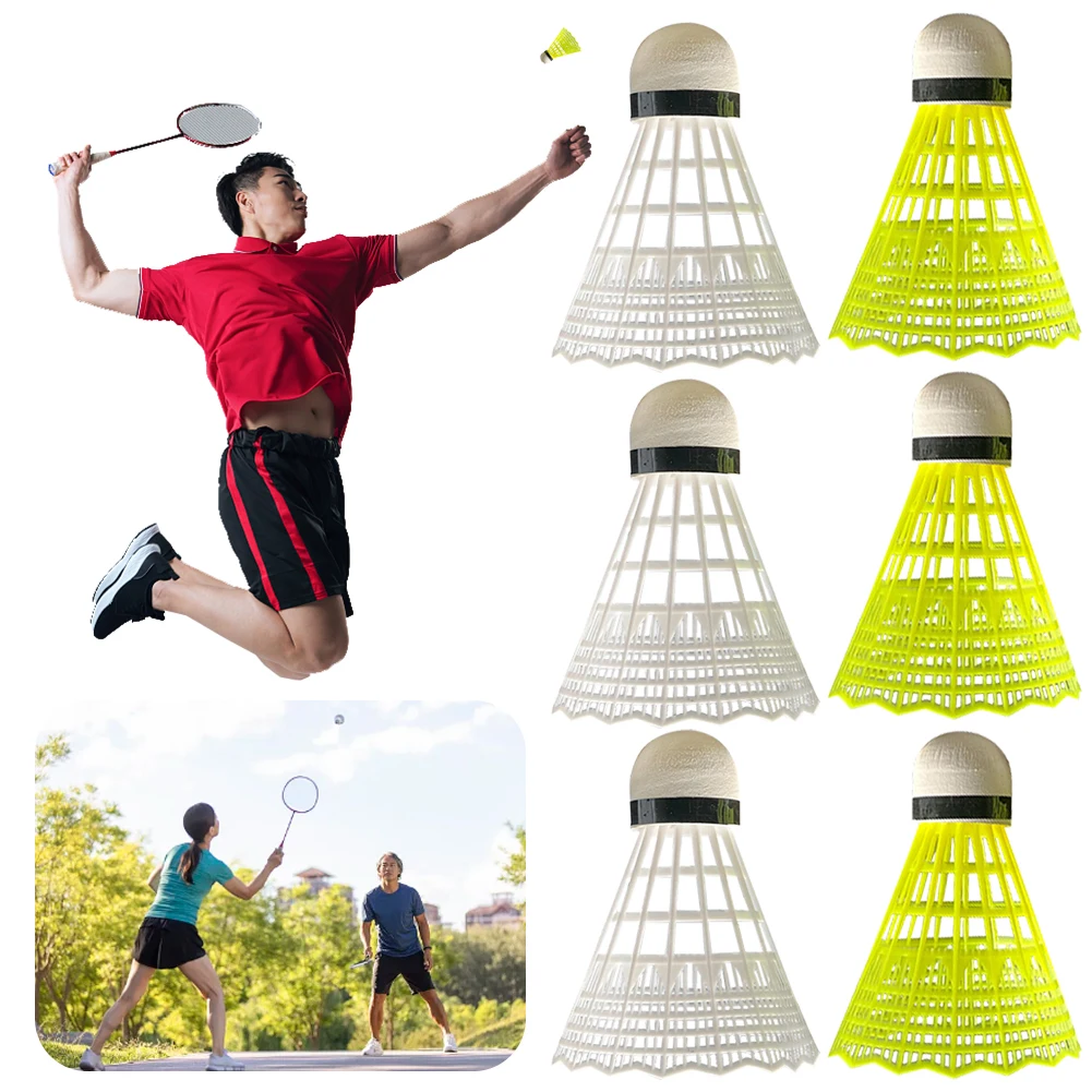 3/6 個高速バドミントンバーディー優れた安定性バドミントンボール屋外 & 屋内使用ナイロンバドミントン初心者練習用