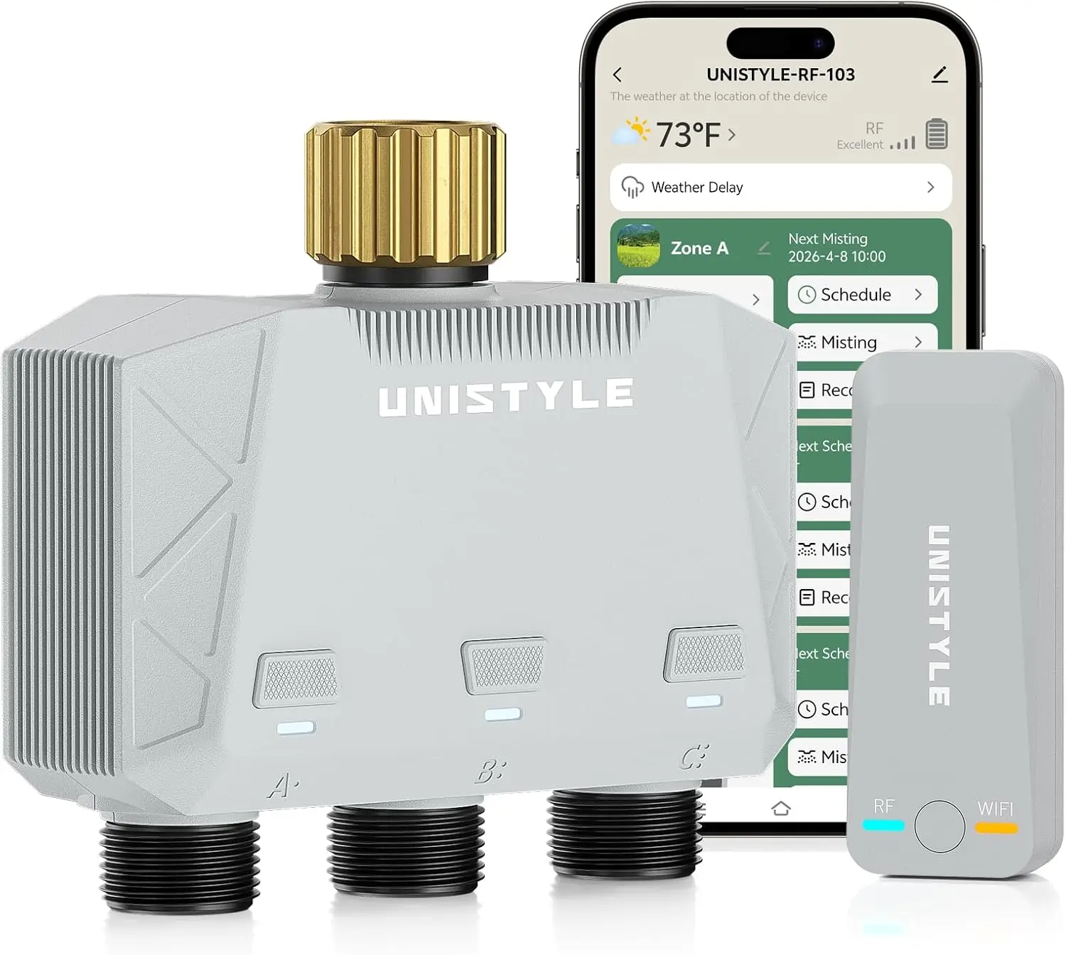 WiFi Sprinkler Timer 3 Zone, 1700FT Range, Alexa & Google Voice Compatible