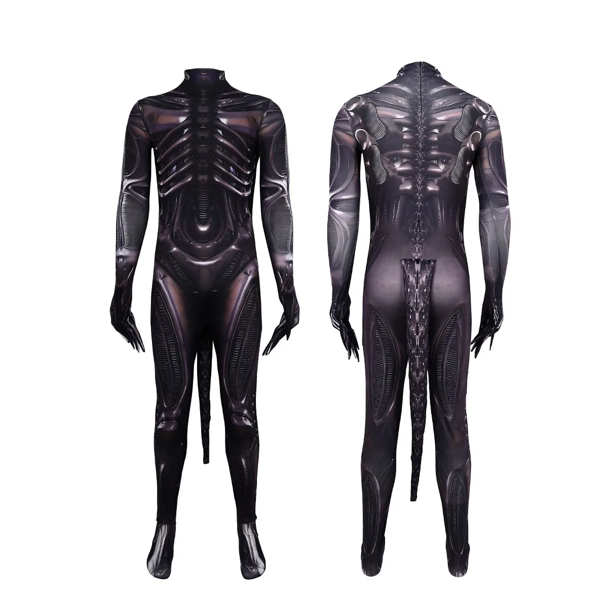 Adult Alien Xenomorph Costume Sci-Fi Movie Monster Halloween Space Cosplay Costumes Jumpsuit Dress Up Outfits