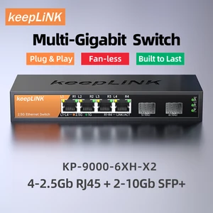 6 -port keepLink 6 -door -Multigigabit -Switch 2,5 GB RJ45 und 2 Ports 10G SFP + Plug and Play NICHT verwaltet 8 Hauptverkaufsschalter Gigabit 4 Türen - №2