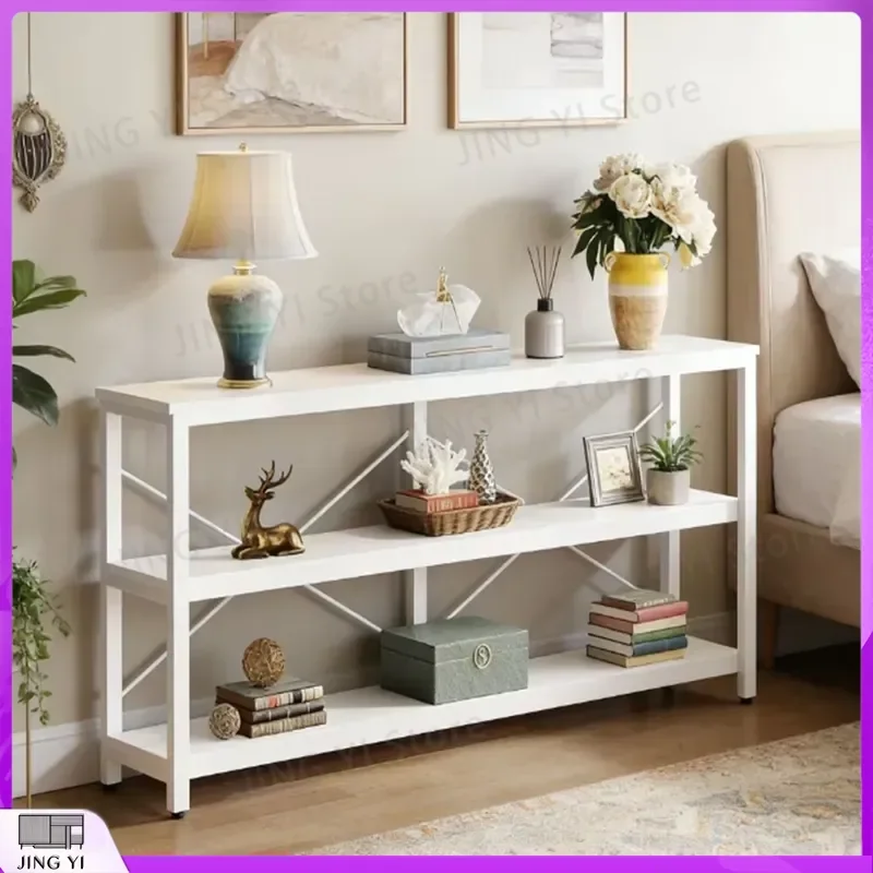 Extra Long Sofa Table with Storage Space Open Shelf Console Table Display Stand for Living Room Home Office Decor Furniture