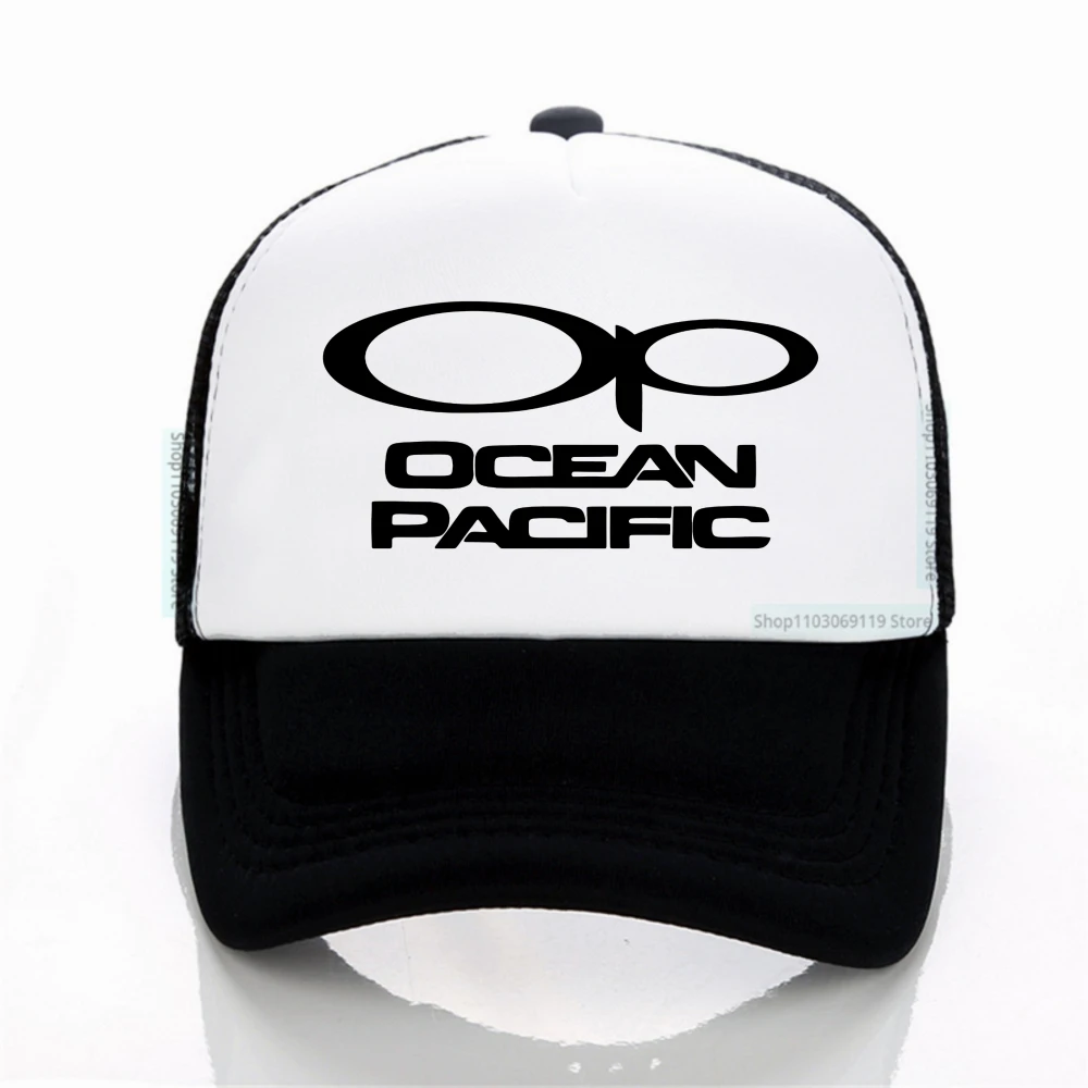 

Navy Blue Ocean Pacific printed breathable Baseball Cap fashion Streets Hipster Hip Hop hat summer mesh adjustable trucker hats