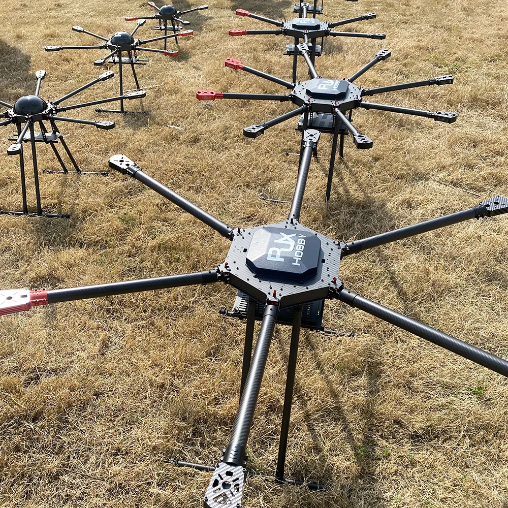 RJX 8 eixos de fibra de carbono multirotor dobrável D rone quadro com trem de pouso de fibra de carbono