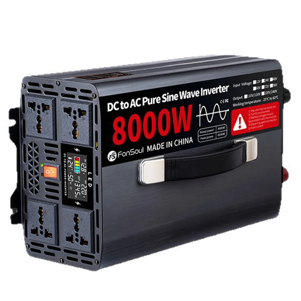 Portable Pure Sine Wave Off Grid Inverter 5000W 6000W 8000W DC 12V 24V 48V 60V 72V to AC 220V 240V Inverter For Home Car Battery