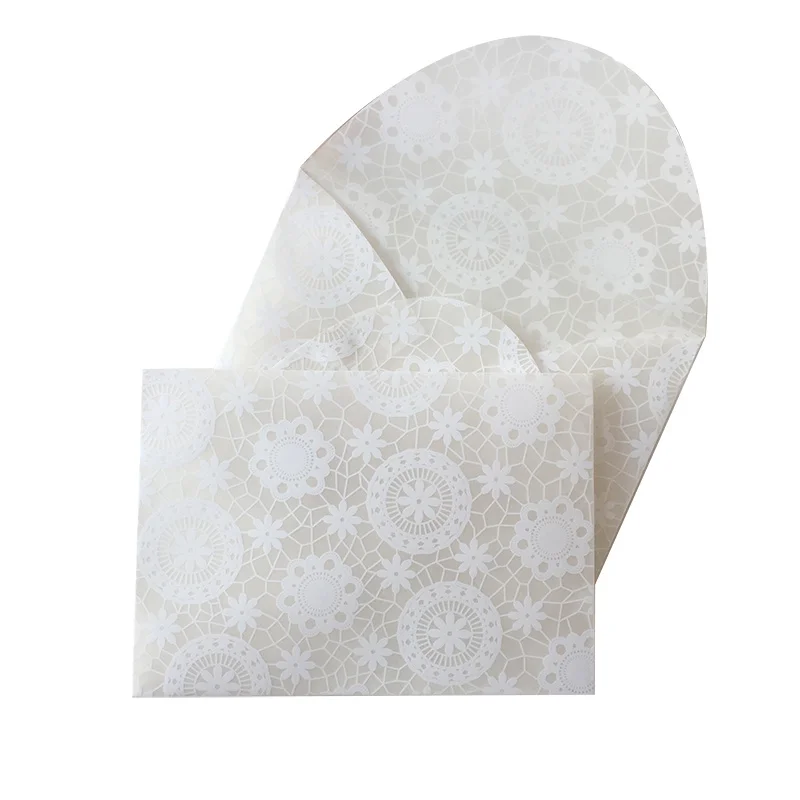 5Pcs Vintage Lace Semi-transparent Sulfuric Acid Paper Envelopes For DIY Postcard Card Storage Wedding Invitation Gift Packing