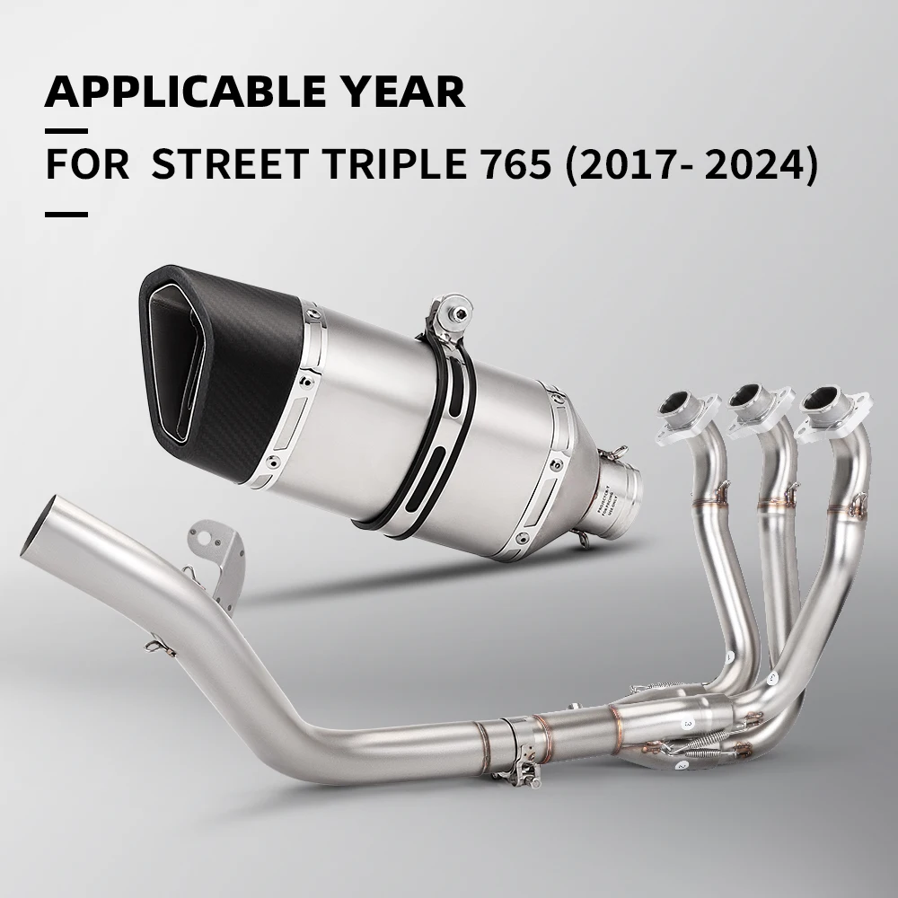 

Triple 765 Front Tube Exhaust Pipe Compatible with Street Triple 765 R/RS 2017-2024 - 51MM Muffler Connection Full exhaust syste